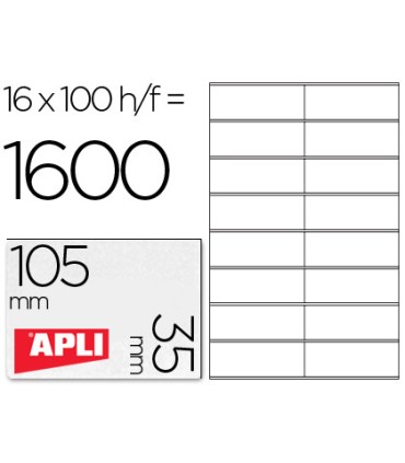 Etiqueta adhesiva apli 1287 tamano 105x35 mm fotocopiadora laser ink jet caja con 100 hojas din a4