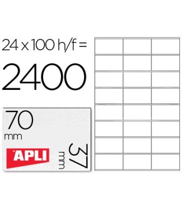 Etiqueta adhesiva apli 1273 tamano 70x37 mm fotocopiadora laser ink jet caja con 100 hojas din a4