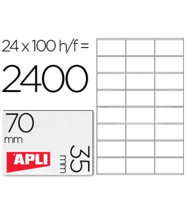 Etiqueta adhesiva apli 1272 tamano 70x35 mm fotocopiaodra laser ink jet caja con 100 hojas din a4