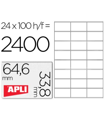 Etiqueta adhesiva apli 1263 tamano 646x338 mm fotocopiadora laser ink jet caja con 100 hojas din a4