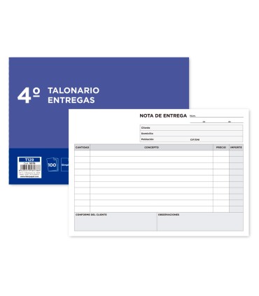 Talonario liderpapel entregas cuarto original t129 apaisado