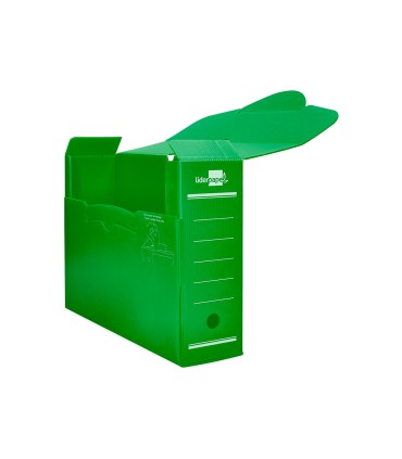 Caja archivo definitivo plastico liderpapel verde 360x260x100 mm