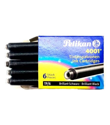 Tinta para plumas pelikan negra caja 6 cartuchos