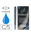 Tinta estilografica parker azul permanente caja de 5 cartuchos