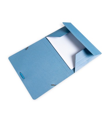 Carpeta liderpapel gomas cuarto 3 solapas carton pintado azul