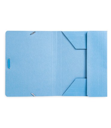 Carpeta liderpapel gomas cuarto 3 solapas carton pintado azul