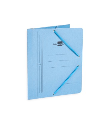 Carpeta liderpapel gomas cuarto 3 solapas carton pintado azul