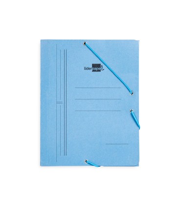 Carpeta liderpapel gomas cuarto 3 solapas carton pintado azul