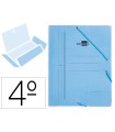 Carpeta liderpapel gomas cuarto 3 solapas carton pintado azul