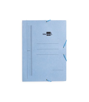 Carpeta liderpapel gomas folio 3 solapas carton pintado azul