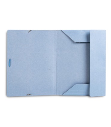 Carpeta liderpapel gomas folio 3 solapas carton pintado azul