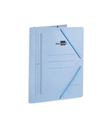 Carpeta liderpapel gomas folio 3 solapas carton pintado azul