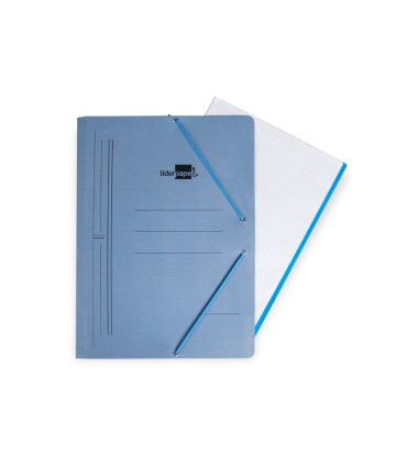 Carpeta liderpapel gomas folio sencilla carton pintado azul