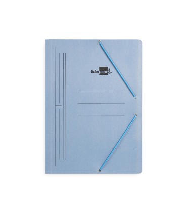 Carpeta liderpapel gomas folio sencilla carton pintado azul