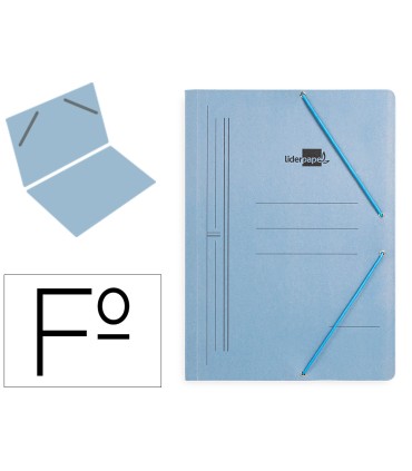 Carpeta liderpapel gomas folio sencilla carton pintado azul