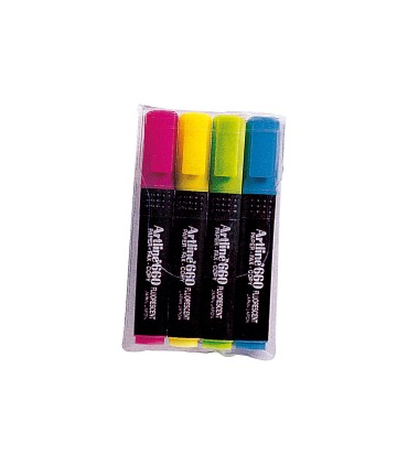 Rotulador artline fluorescente ek 660 punta biselada bolsa de 4 unidades colores surtidos