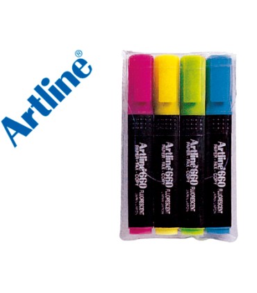 Rotulador artline fluorescente ek 660 punta biselada bolsa de 4 unidades colores surtidos