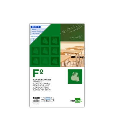 Bloc examenes liderpapel cuadro 2mm folio 40 hojas 60g m2