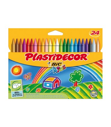 Lapices cera plastidecor caja de 24 colores surtidos