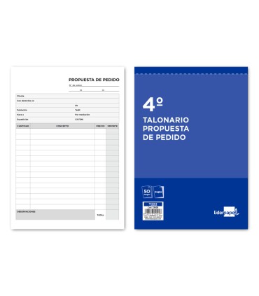 Talonario liderpapel pedidos cuarto original y copia t222