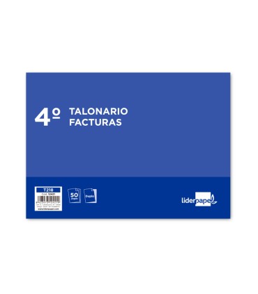 Talonario liderpapel facturas cuarto original y copia t218 apaisado con iva