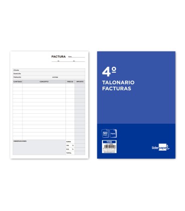 Talonario liderpapel facturas cuarto original y 2 copias t316 con iva