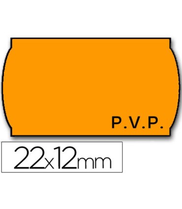 Etiquetas meto onduladas 22x12 mm pvp naranja fluor adh2 rollo 1500 etiquetas