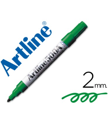 Rotulador artline pizarra ek 500 verde punta redonda 2 mm recargable