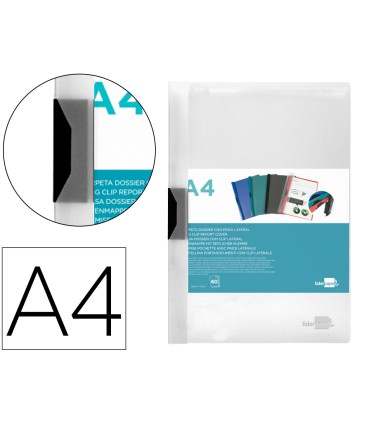 Carpeta liderpapel dossier pinza lateral polipropileno din a4 transparente 60 hojas pinza deslizante