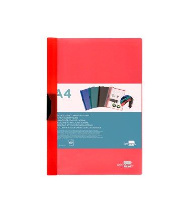 Carpeta liderpapel dossier pinza lateral polipropileno din a4 rojo translucido 60 hojas pinza deslizante