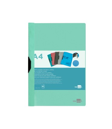 Carpeta liderpapel dossier pinza lateral polipropileno din a4 verde manzana opaco 30 hojas pinza deslizante