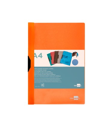 Carpeta liderpapel dossier pinza lateral polipropileno din a4 naranja fluor opaco 30 hojas pinza deslizante