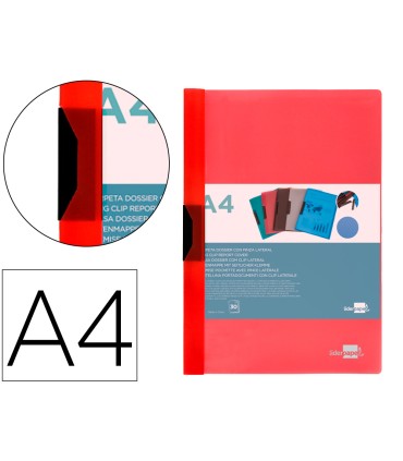 Carpeta liderpapel dossier pinza lateral polipropileno din a4 rojo translucido 30 hojas pinza deslizante