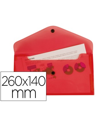 Carpeta liderpapel dossier broche polipropileno tamano sobre americano 260x140 mm rojo translucido