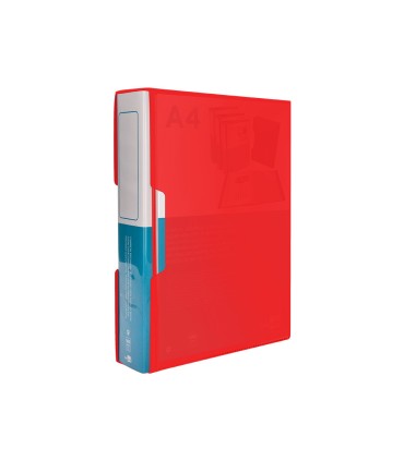 Carpeta liderpapel personaliza 100 fundas polipropilenodin a4 rojo translucido con cajetin