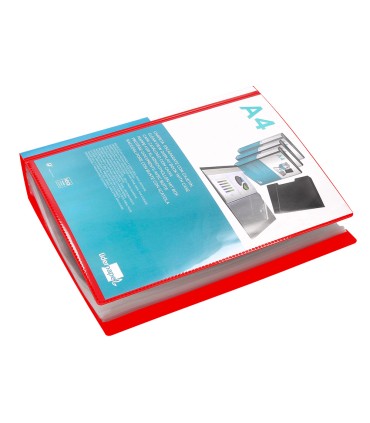 Carpeta liderpapel personaliza 100 fundas polipropilenodin a4 rojo translucido con cajetin