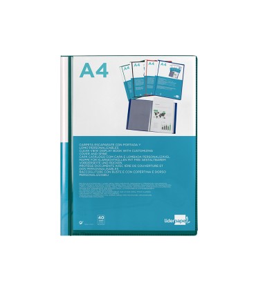 Carpeta liderpapel personaliza 40 fundas canguro polipropileno din a4 verde translucido portada y lomo