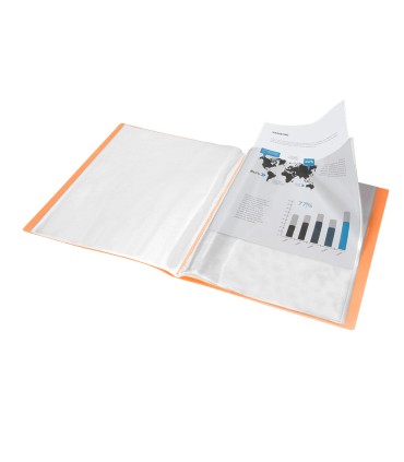 Carpeta liderpapel escaparate 40 fundas polipropileno din a4 naranja fluor opaco