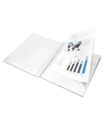 Carpeta liderpapel escaparate con espiral 20 fundas polipropileno din a5 transparente