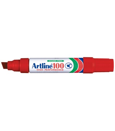 Rotulador artline marcador permanente 100 rojo punta biselada