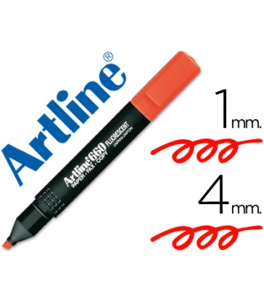 Rotulador artline fluorescente ek 660 rojo punta biselada