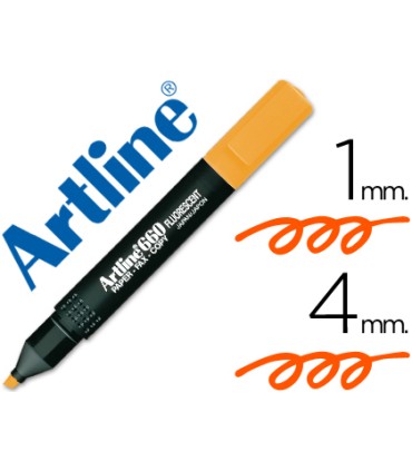 Rotulador artline fluorescente ek 660 naranja punta biselada