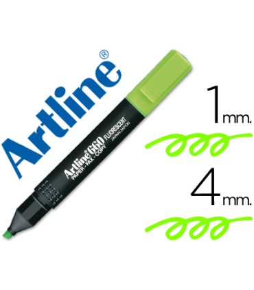 Rotulador artline fluorescente ek 660 verde punta biselada