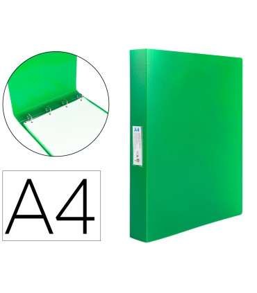 Carpeta liderpapel 4 anillas 25 mm mixtas polipropileno din a4 verde manzana opaco