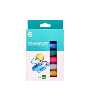 Tempera solida en barra liderpapel escolar 10 gr caja de 6 colores surtidos
