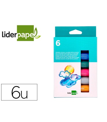 Tempera solida en barra liderpapel escolar 10 gr caja de 6 colores surtidos