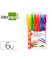 Marcador de cera gel liderpapel fluorescente estuche 6 unidades colores surtidos