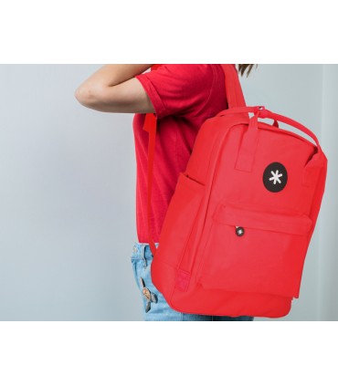 Cartera antartik mochila 2 asas y bolsillos exteriores rojo 300x115x390 mm