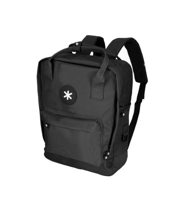 Cartera antartik mochila 2 asas y bolsillos exteriores negro 300x115x390 mm