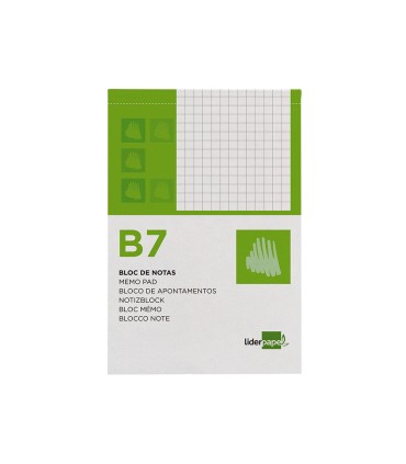 Bloc notas liderpapel cuadro 4mm b7 80 hojas 60g m2 perforado